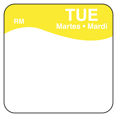 DayMark IT110111-2-TUE RinseMark™ Bilingual 1" Tuesday Day Square - 1000 / RL