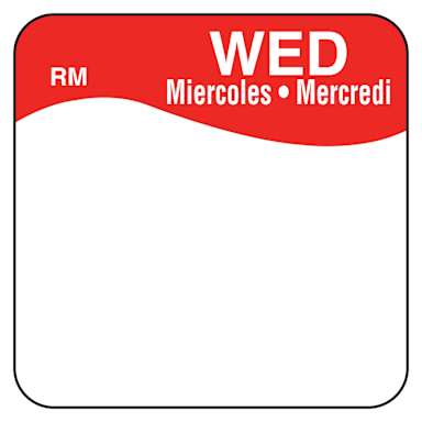 DayMark IT110111-3-WED RinseMark™ Bilingual 1" Wednesday Day Square - 1000 / RL