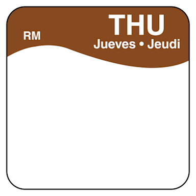 DayMark IT110111-4-THU RinseMark™ Bilingual 1" Thursday Day Square - 1000 / RL