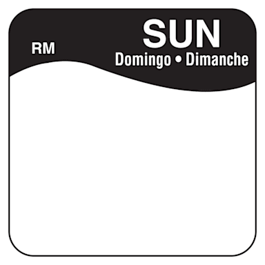 DayMark IT110111-7-SUN RinseMark™ Bilingual 1" Sunday Day Square - 1000 / RL
