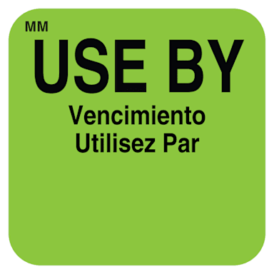 DayMark 112432 MoveMark Square Green 1" Use By Label - 1000 / RL