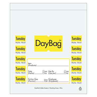 DayMark 113014 5-1/2" Day of the Week Tuesday Portion Bag - 2000 / BX