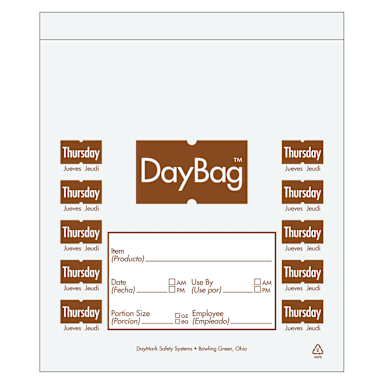 DayMark 113016 5-1/2" Day of the Week Thursday Portion Bag - 2000 / BX