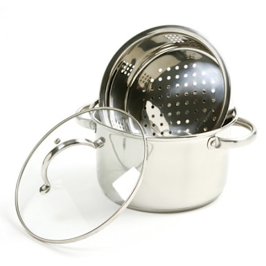 Norpro 2022 S/S 4 Qt 3-Piece Steamer Set with Pot, Colander, and Lid