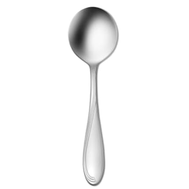 1880 Hospitality 2201SBLF Scroll S/S 6" Bouillon Spoon - Dozen