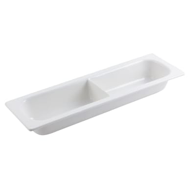 Bon Chef 5094D WHITE Sandstone Half-Size Long 3.5 Qt. Divided Food Pan