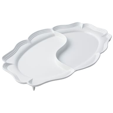 Bon Chef 2028D WHITE Sandstone 20" Queen Anne Divided Platter