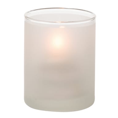 Hollowick 5176SC Satin Crystal Cylinder Tealight Glass Lamp