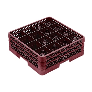 Traex TR8DD-21 Burgundy 16 Compartment Glass Rack with 2 Extenders