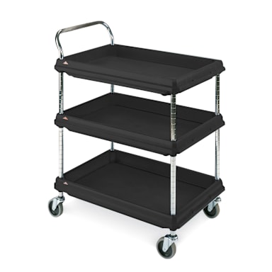 Metro BC2636-3DBL Blue Polymer Deep Ledge 3-Shelf Utility Cart