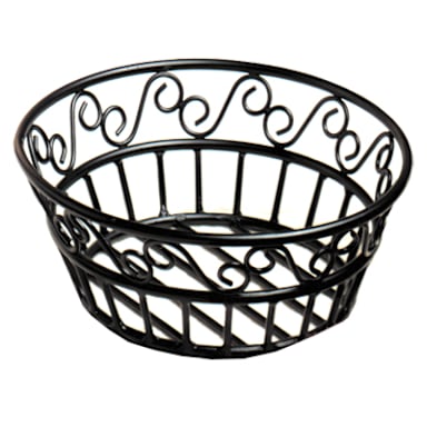 American Metalcraft BLSB80 Ironworks Scroll Design Black Iron Basket