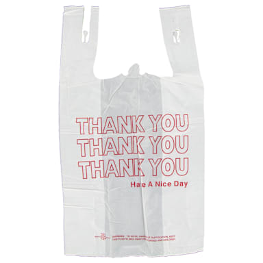Bunzl 1000600O2 White THANK YOU T-Shirt Bag - 1000 / CS
