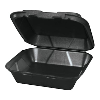 Genpak SN200-3L Black Hinged 9.25 x 9.25 x 3 Foam Container