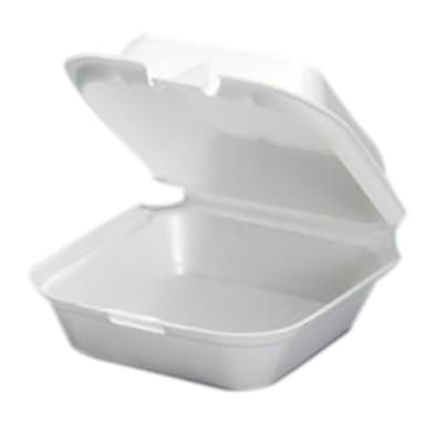 Genpak® SN227 6.4 x 6.4" Foam Hinged White Container