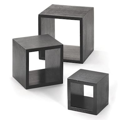 TableCraft WBK3 Barclay Black 3-Piece Square Wood Riser Set