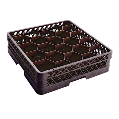 Traex® TR11G-06 Black 20 Compartment Glass Rack With 1 Extender