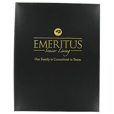 Black 8½ x 11" Menu Cover w/ Emeritus Senior Living