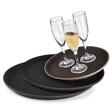 G.E.T. NS-1600-BR Brown Polypropylene 16" Round Non-Skid Tray