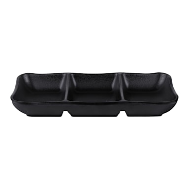 Elite Global Solutions JW2071-B Zen Black 3-Compartment Tray - 6 / CS