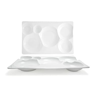 FOH BPT037WHP21 Harmony Bento 15.5" Platter - 4 / CS
