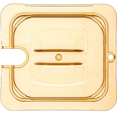 Carlisle 10511U13 StorPlus Amber 1/6-Size Handled Notched Lid