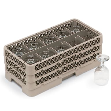 Traex HR1C1CCC Beige 10 Compartment Half-Size Glass Rack