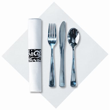 Hoffmaster® 119978 Linen-Like Scroll Metallic Cutlery
