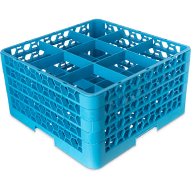 Carlisle RG9-414 OptiClean 9 Compartment Glass Rack with 4 Extenders