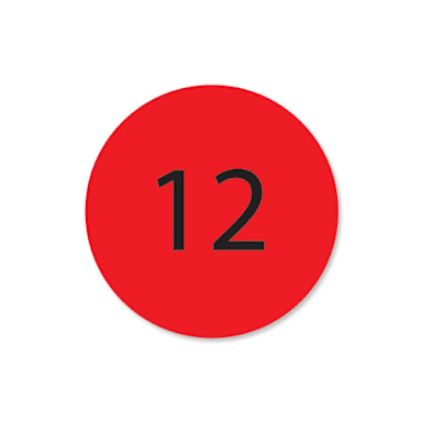 DayMark 112207 DuraMark™ 1" Red Round #12 Label - 1000 / RL