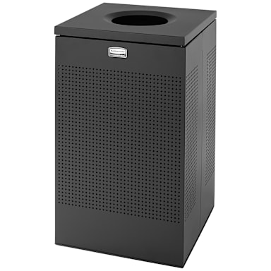 Rubbermaid FGSC18EPLTBK Silhouette Black Square Open Trash Receptacle