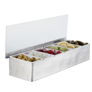 American Metalcraft HMCD6 Hammered S/S 6 Compartment Condiment Holder