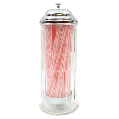 TableCraft H714CH Glass Tall Straw Dispenser