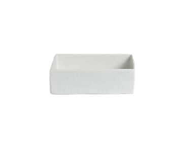 Bugambilia COMP03WW White Resin Coated 10" Straight Sided Square Bowl