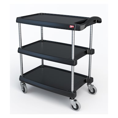 Metro MY1627-34BL MyCart BC Series Black 16 x 27" 3-Shelf Cart
