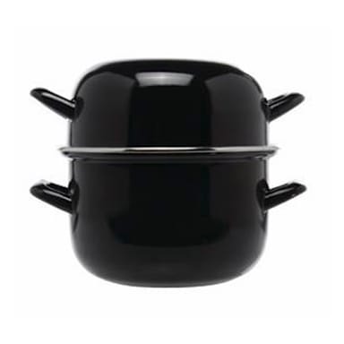Matfer Bourgeat 070973 Black Enameled 2.5 Qt. Mussel Pot with Lid