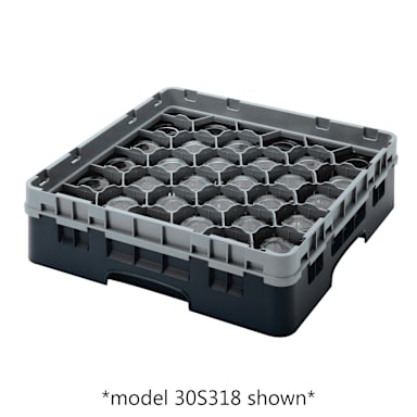 Cambro 30S434110 Camrack Black 30 Comp. Glass Rack w/ 2 Extenders