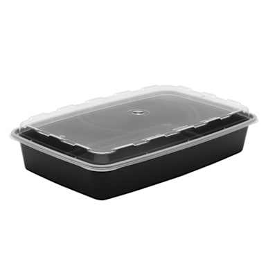 Cube Plastics CR-1147B Black 48 Oz. Container With Lid