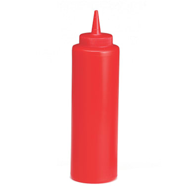 TableCraft 112K 12 Oz. Ketchup Squeeze Bottle Dispenser w/ Red Cap