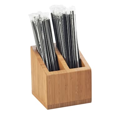 Cal-Mil 3308-60 Bamboo 2-Slot 5 x 5 x 5-1/2" Straw Holder