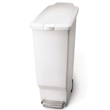 simplehuman CW1362 White Plastic Slim 40 Liter Step Trash Can