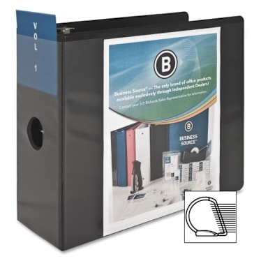 Business Source BSN28451 Black 5" Basic D-Ring View Binder