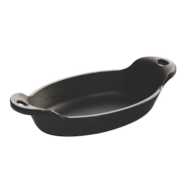 Lodge HMSOV Heat-Treated 9 Ounce Mini Cast Iron Oval Server - 6 / CS