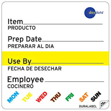 DayDots 10292-00-21 Removable Plastic 2" x 2" Label