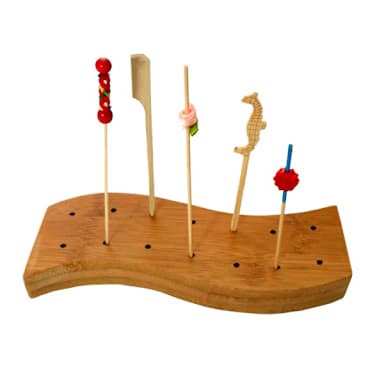 PackNWood 210SAMBRO14 Waved Bamboo Pick Holder with 14 Holes