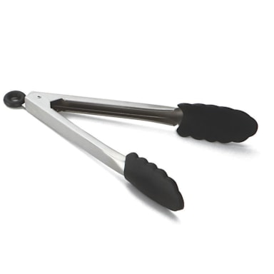 TableCraft 4009BK S/S 9" Locking Tong with Black Silicone Head