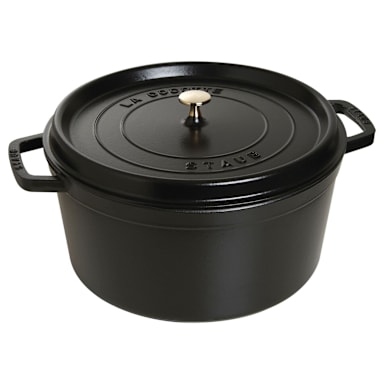 Staub 1103425 Black Cast Iron 13.25 Qt. Round Cocotte