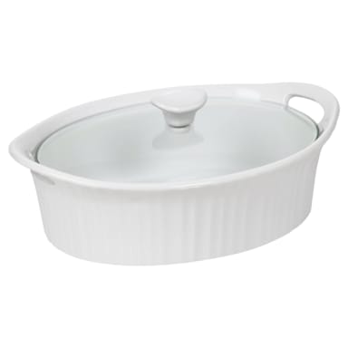 Corningware 1105935 French White 2.5 Qt. Oval Casserole - 2 / CS