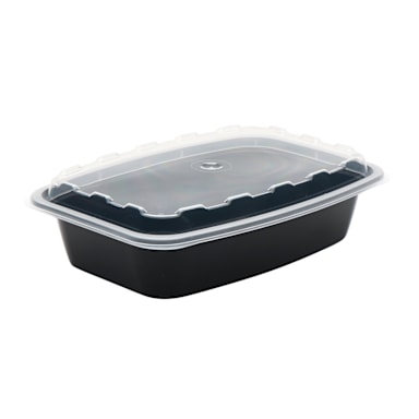 Cube Plastics CR-928B Black 28 Oz. Container with Clear Lid
