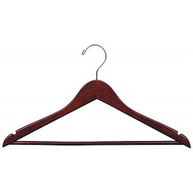 Hangers Direct HD200122 17" Walnut Wood Suit Hanger w/ Bar and Notches