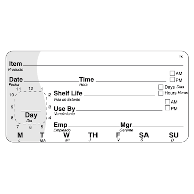 DayMark 114561 Bilingual 2" x 4" Shelf Life Label